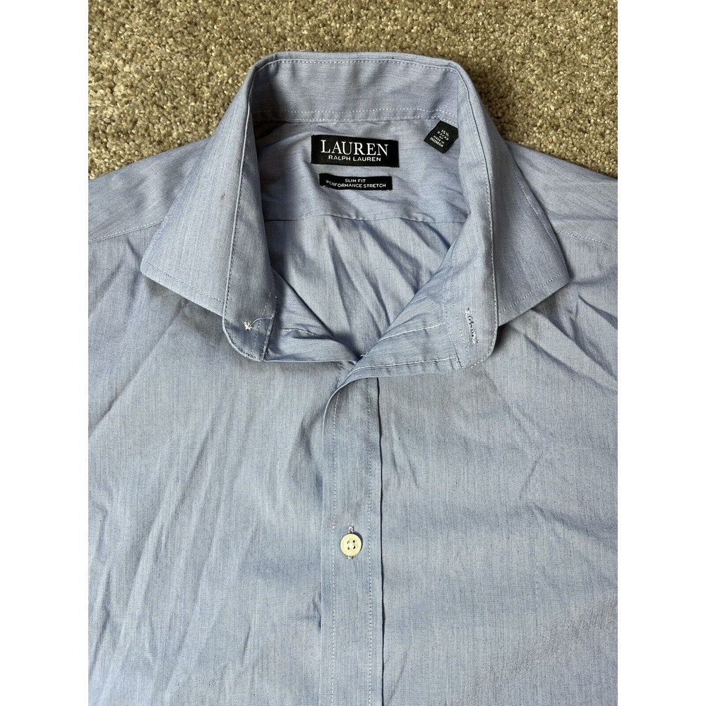 Polo Ralph Lauren Men's Button‎ Up Slim Fit Shirt Black Label Medium 15.5 Blue
